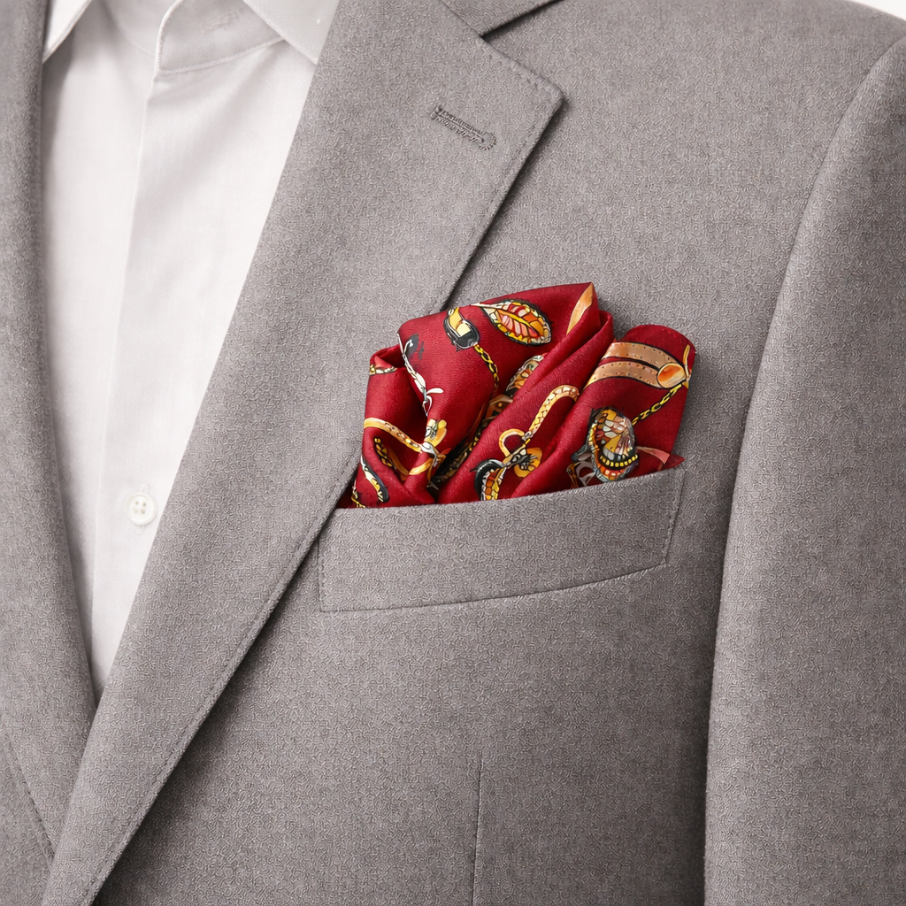 Burgundy Butterfly Charms Silk Pocket Square by Monzoro – view 6
