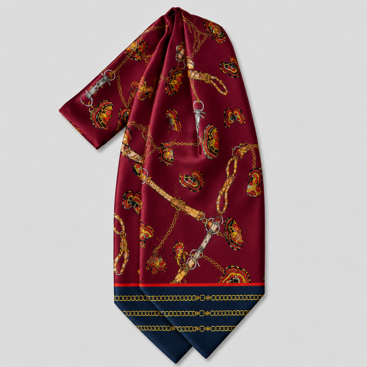 Burgundy Butterfly Charms Silk Ascot by Monzoro – view 11