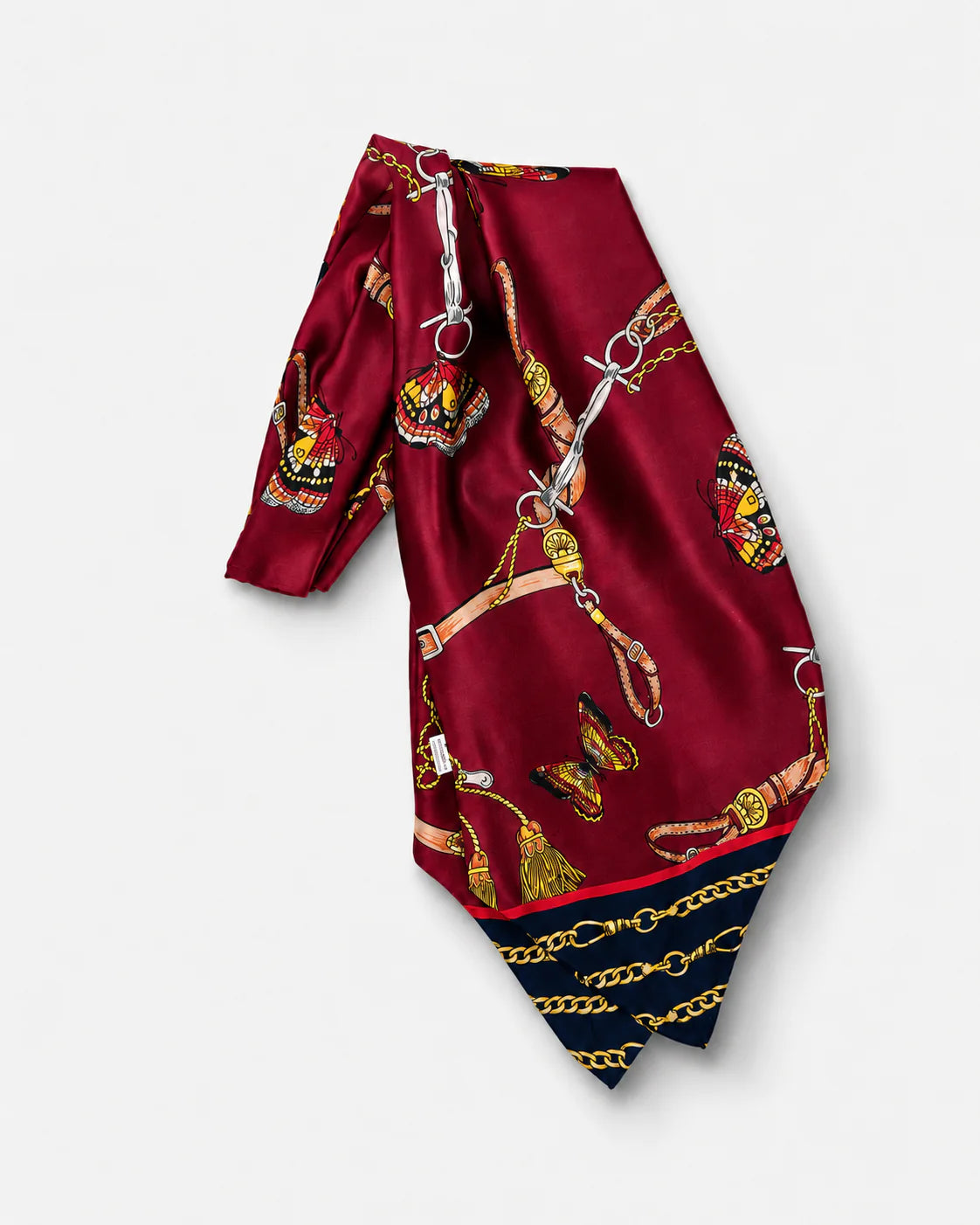 Burgundy Butterfly Charms Silk Ascot by Monzoro – view 24