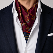 Burgundy Butterfly Charms Silk Ascot by Monzoro – view 5