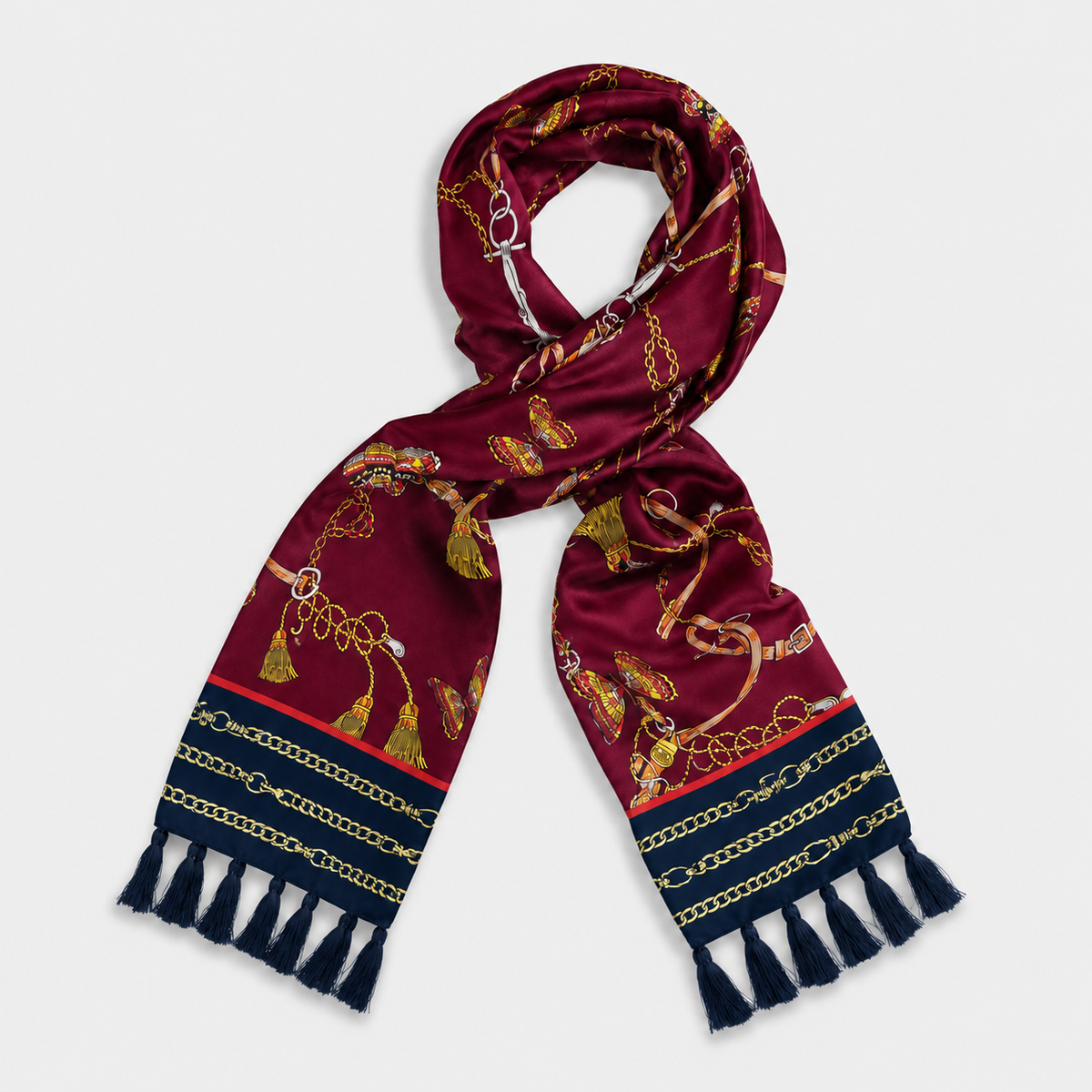 Burgundy Butterfly Charms Silk Scarf by Monzoro – view 11