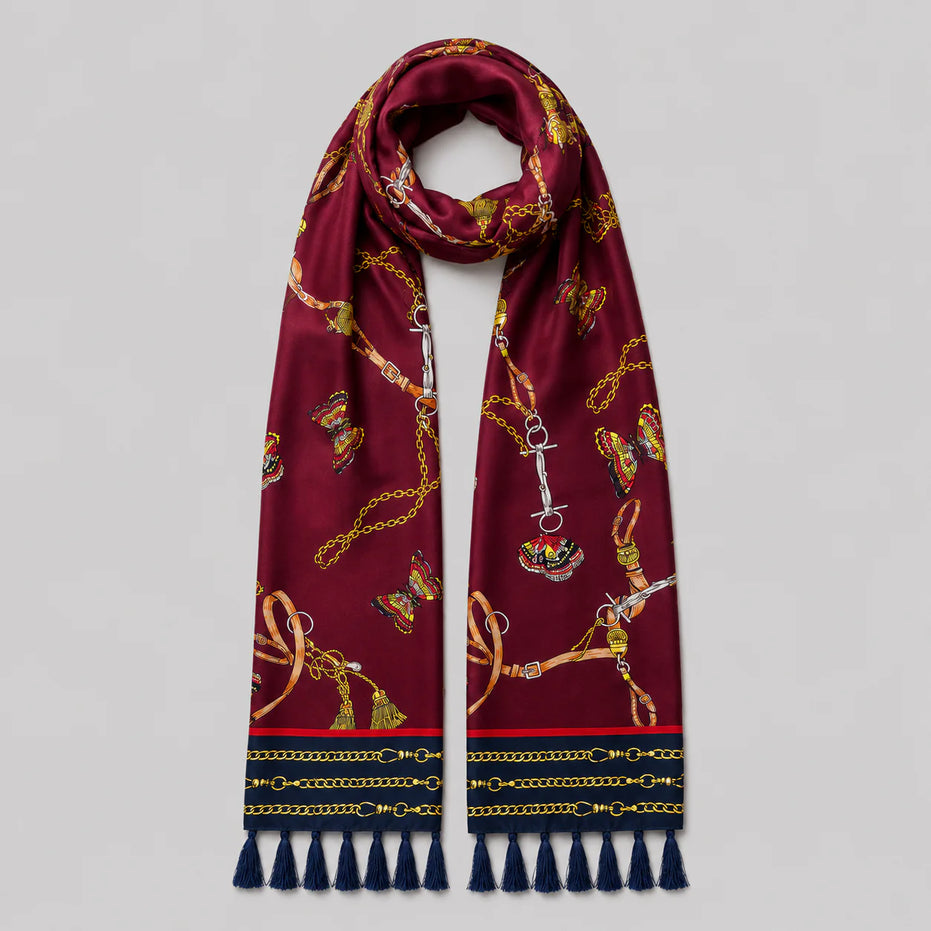 Burgundy Butterfly Charms Silk Scarf by Monzoro – view 16
