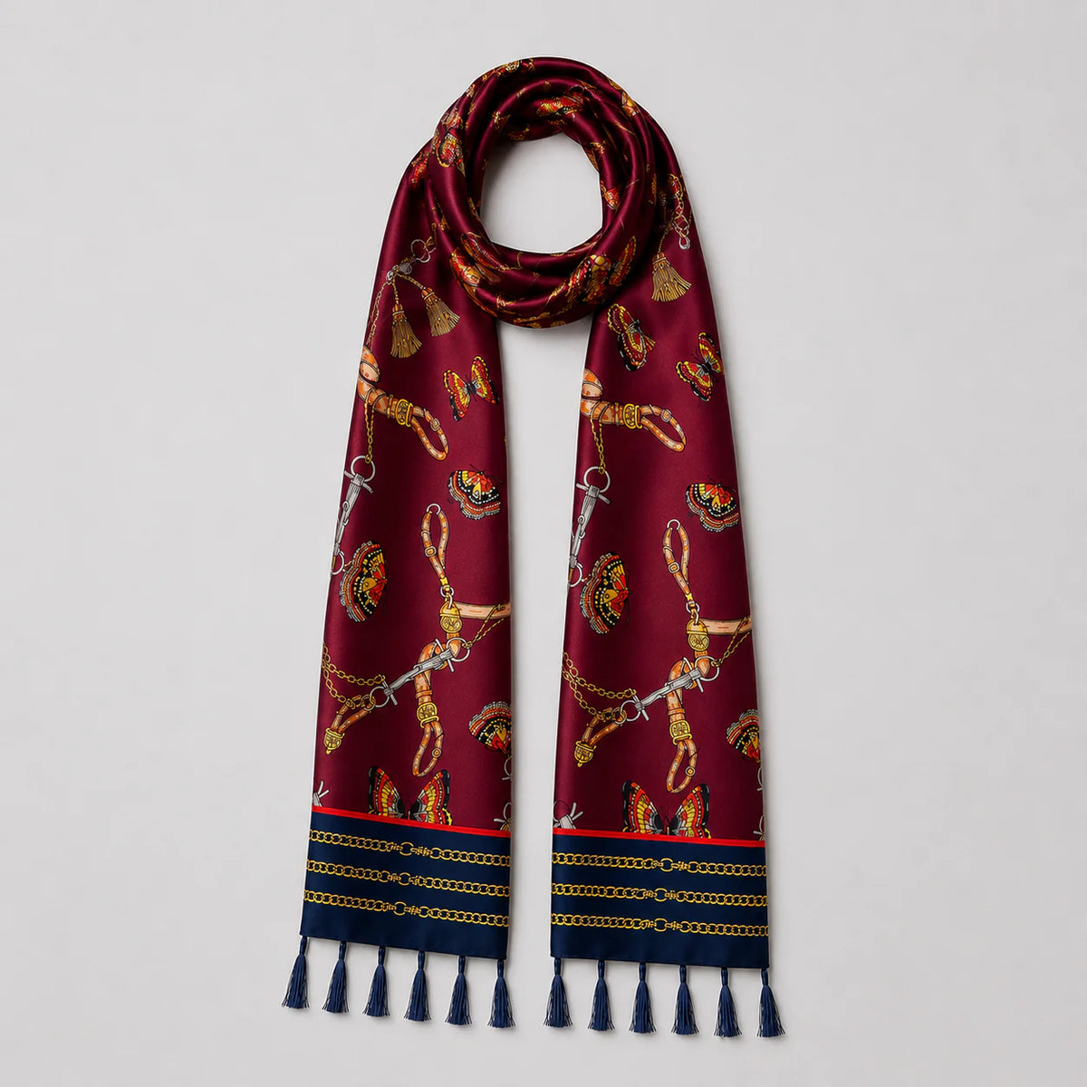 Burgundy Butterfly Charms Silk Scarf by Monzoro – view 18