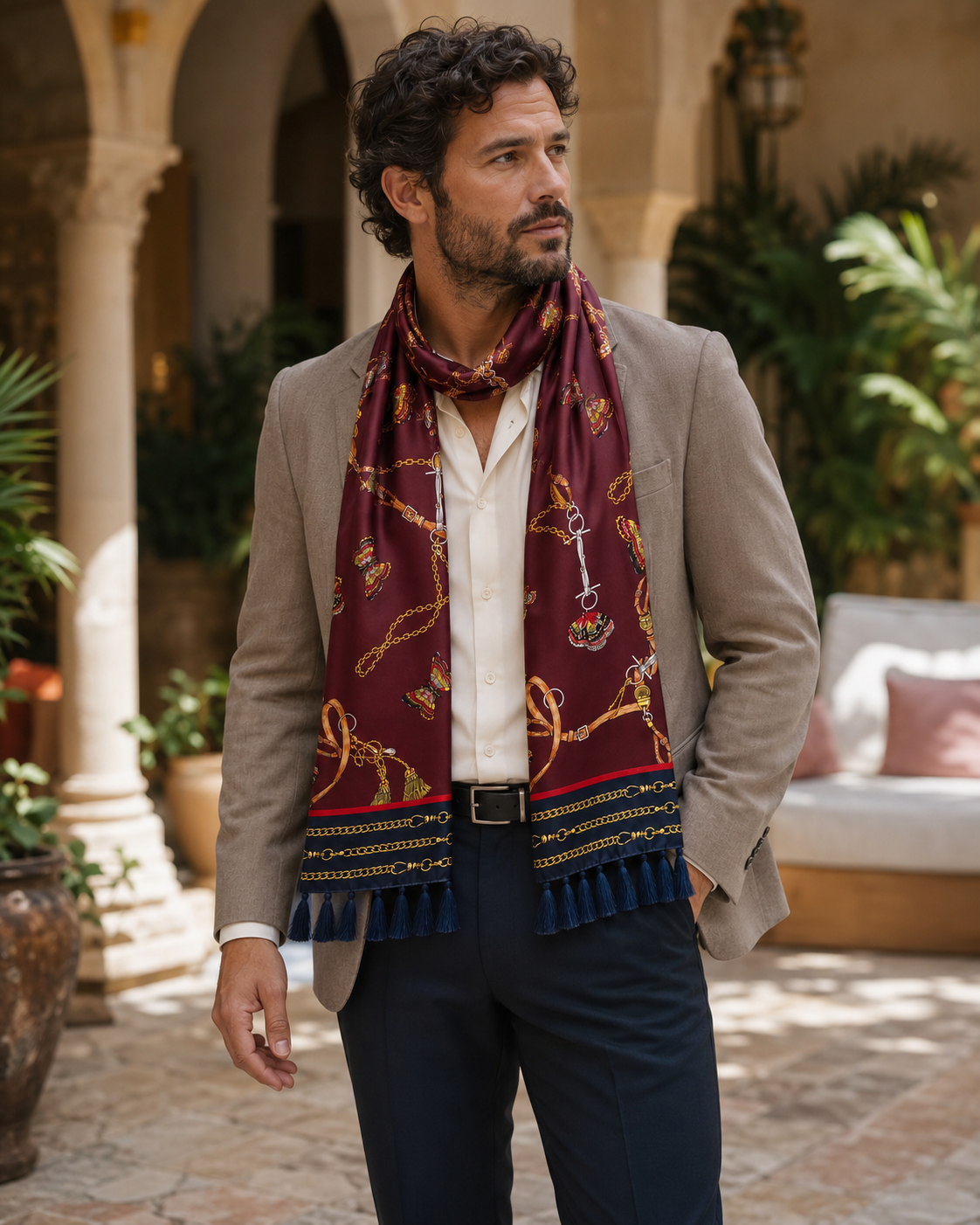Burgundy Butterfly Charms Silk Scarf by Monzoro – view 20