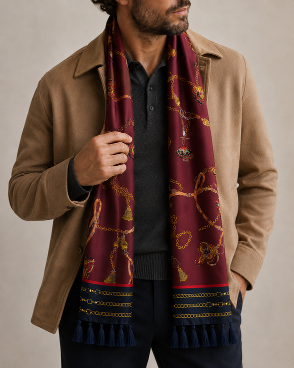 Burgundy Butterfly Charms Silk Scarf by Monzoro – view 25