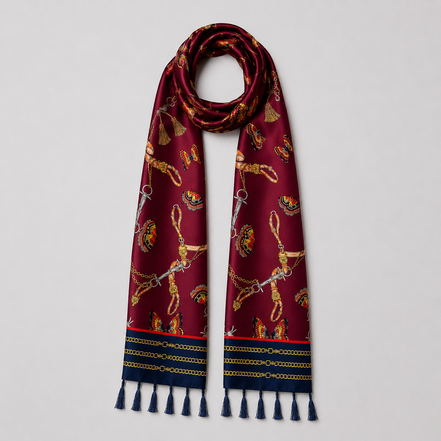 Burgundy Butterfly Charms Silk Scarf by Monzoro – view 3