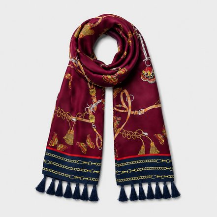 Burgundy Butterfly Charms Silk Scarf by Monzoro – view 4