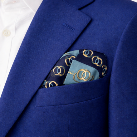 Chain Loop Blue Silk Pocket Square by Monzoro – view 9