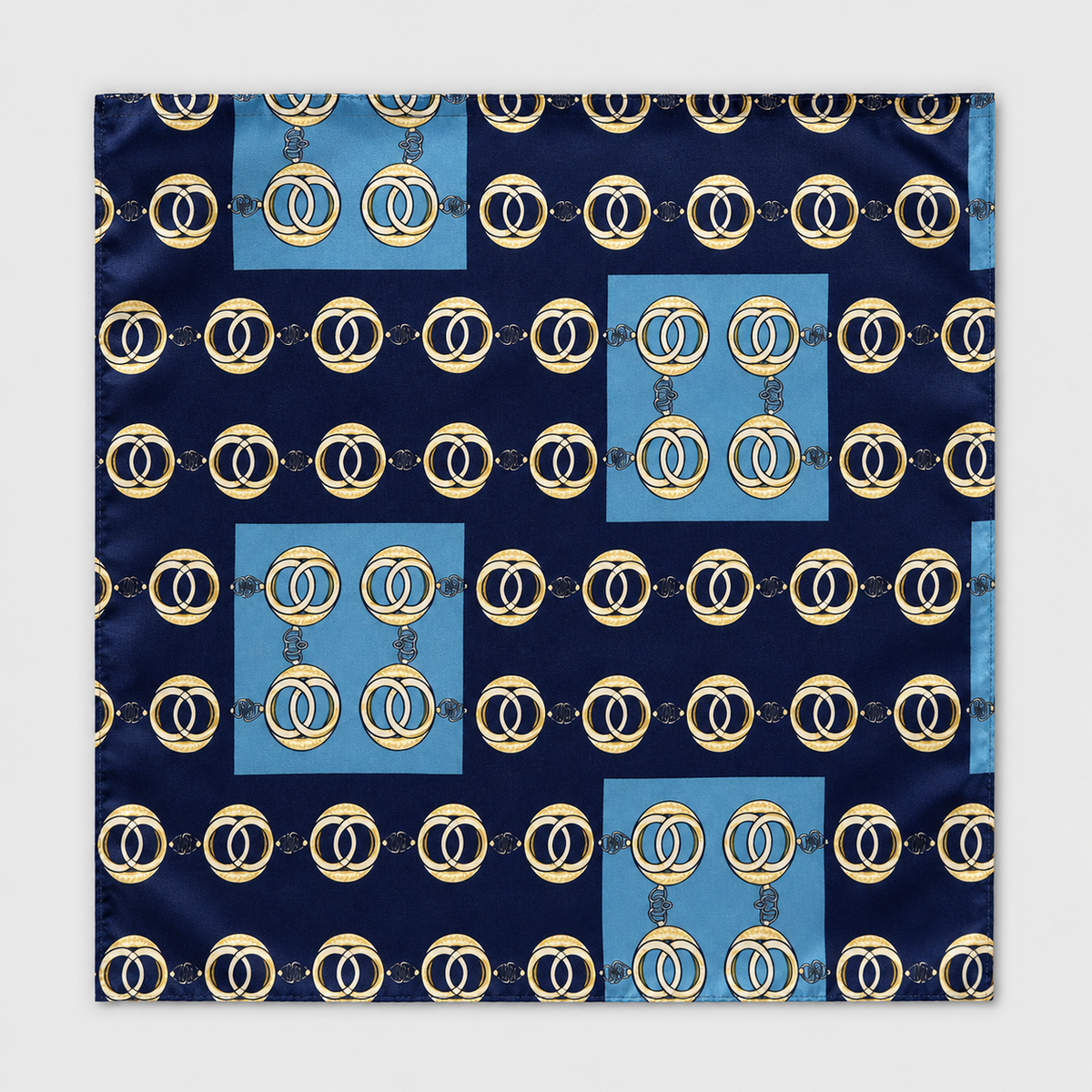 Chain Loop Blue Silk Pocket Square by Monzoro – view 10
