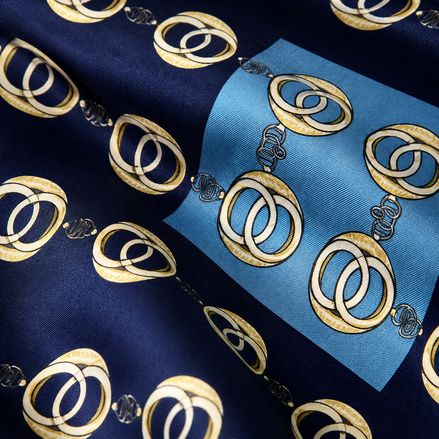 Chain Loop Blue Silk Pocket Square by Monzoro – view 11