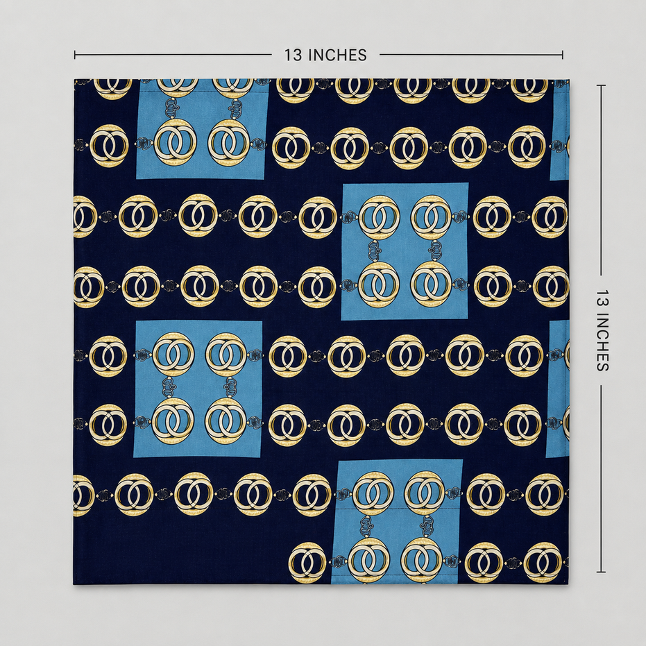 Chain Loop Blue Silk Pocket Square by Monzoro – view 17