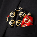 Chain Loop Red Silk Pocket Square by Monzoro – view 5