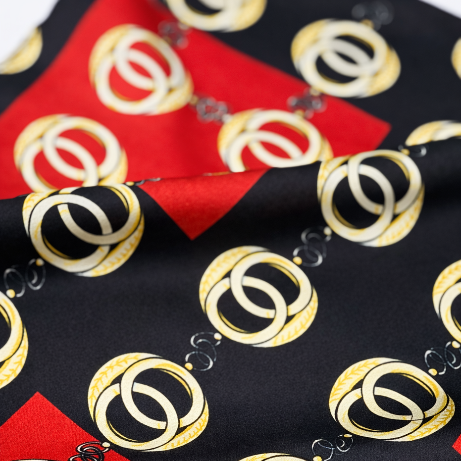 Chain Loop Red Silk Pocket Square by Monzoro – view 6