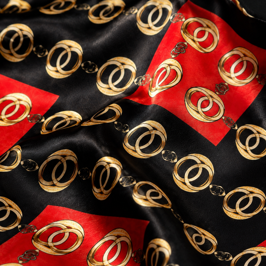 Chain Loop Red Silk Pocket Square by Monzoro – view 12