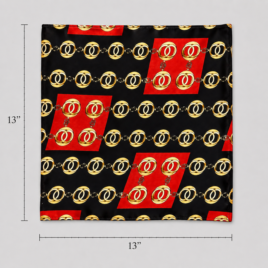 Chain Loop Red Silk Pocket Square by Monzoro – view 18