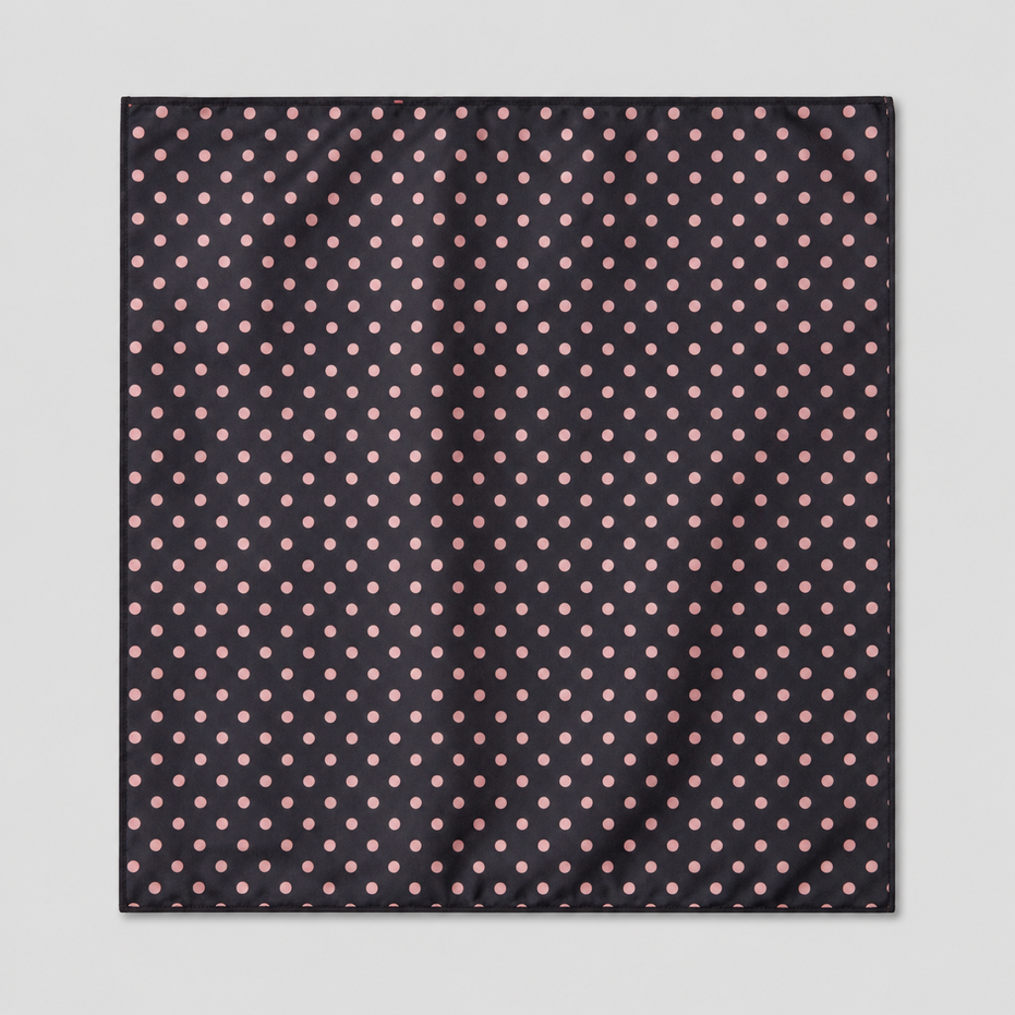 Charcoal Grey with Pink Polka Dots Silk Pocket Square by Monzoro – view 10