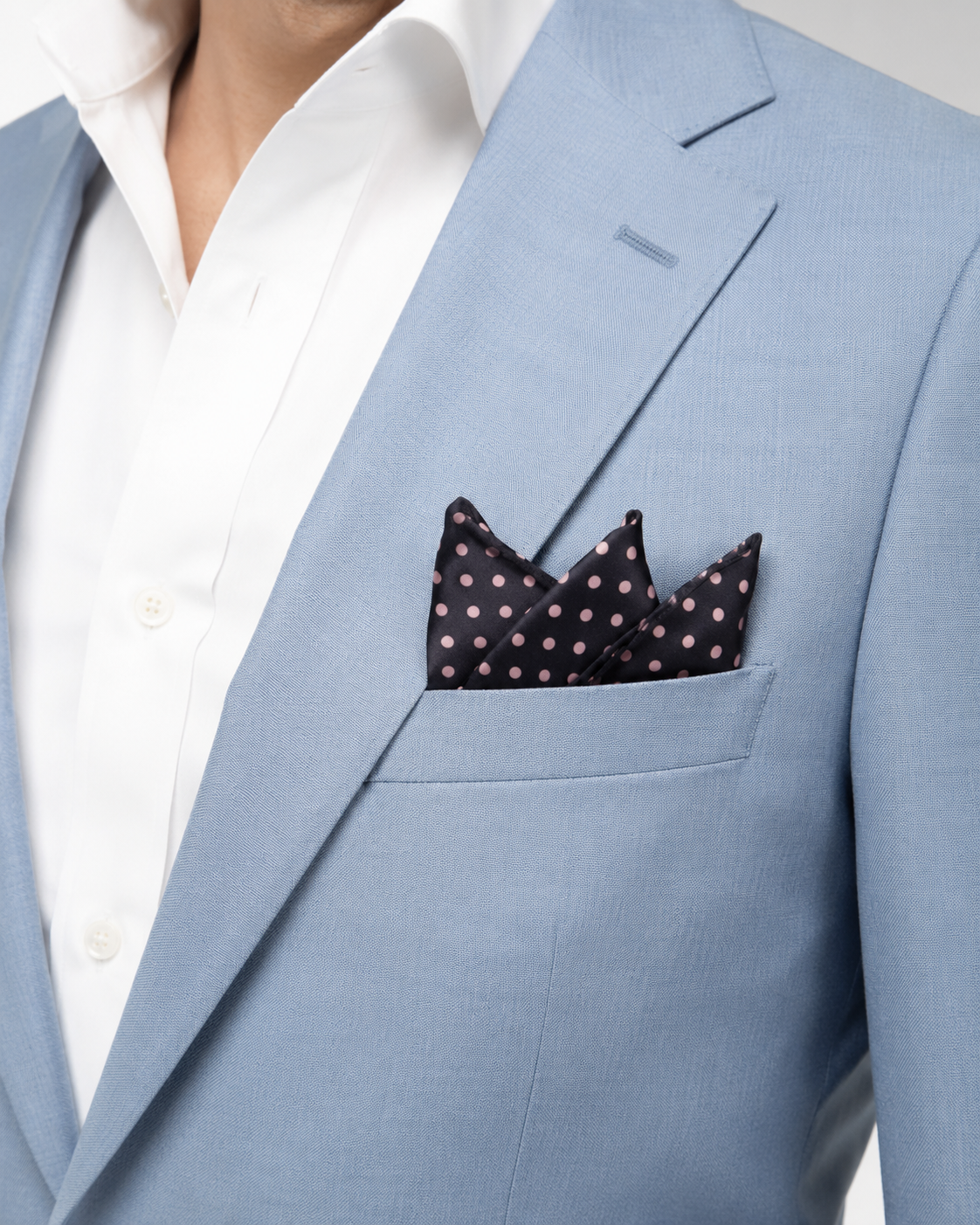 Charcoal Grey with Pink Polka Dots Silk Pocket Square by Monzoro – view 15