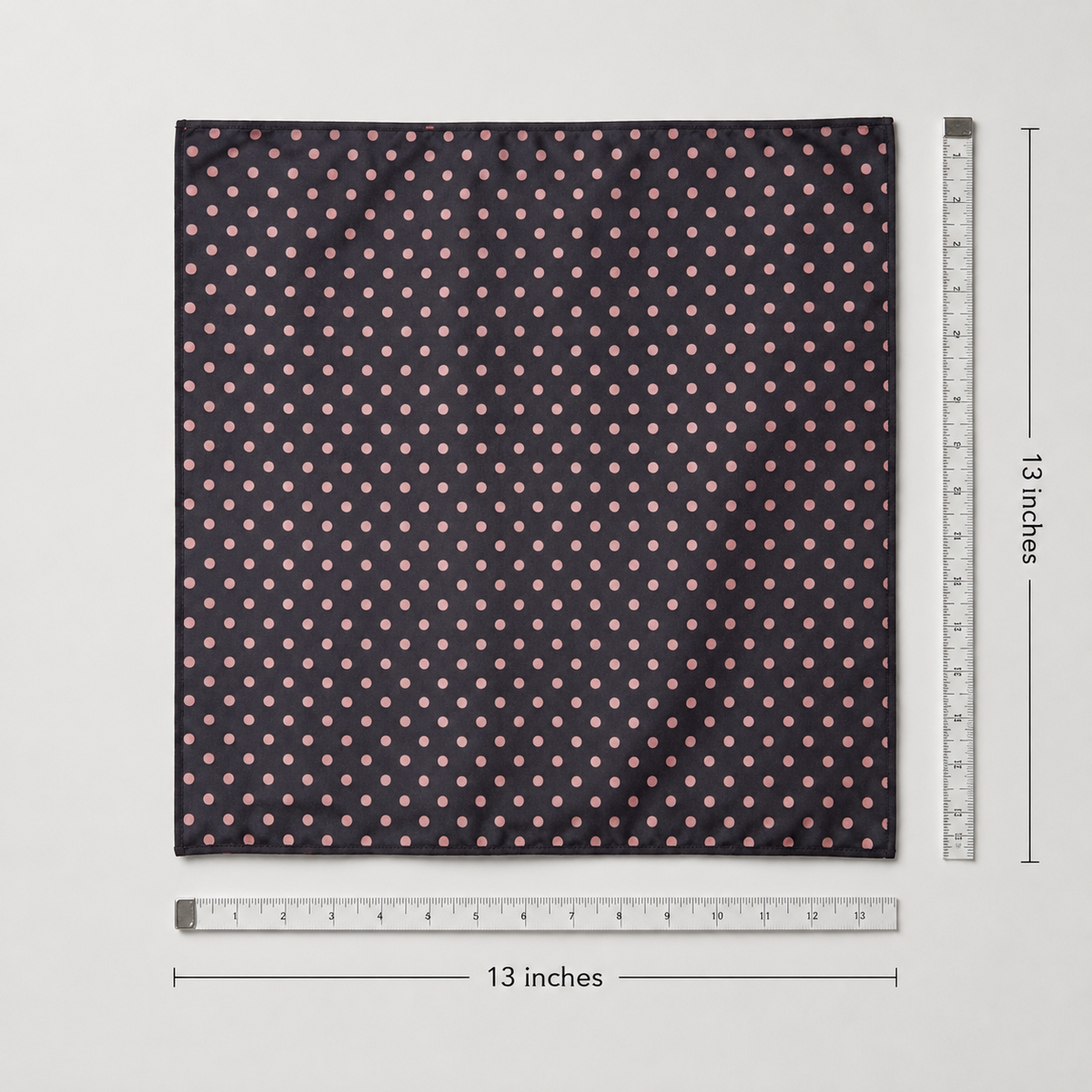 Charcoal Grey with Pink Polka Dots Silk Pocket Square by Monzoro – view 17