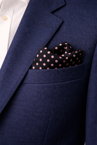 Charcoal Grey with Pink Polka Dots Silk Pocket Square by Monzoro – view 3