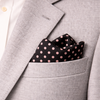 Charcoal Grey with Pink Polka Dots Silk Pocket Square by Monzoro – view 4