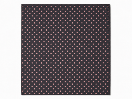 Charcoal Grey with Pink Polka Dots Silk Pocket Square by Monzoro