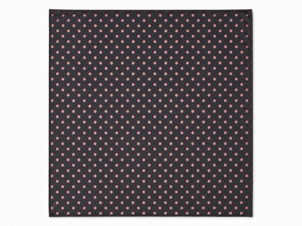 Charcoal Grey with Pink Polka Dots Silk Pocket Square by Monzoro
