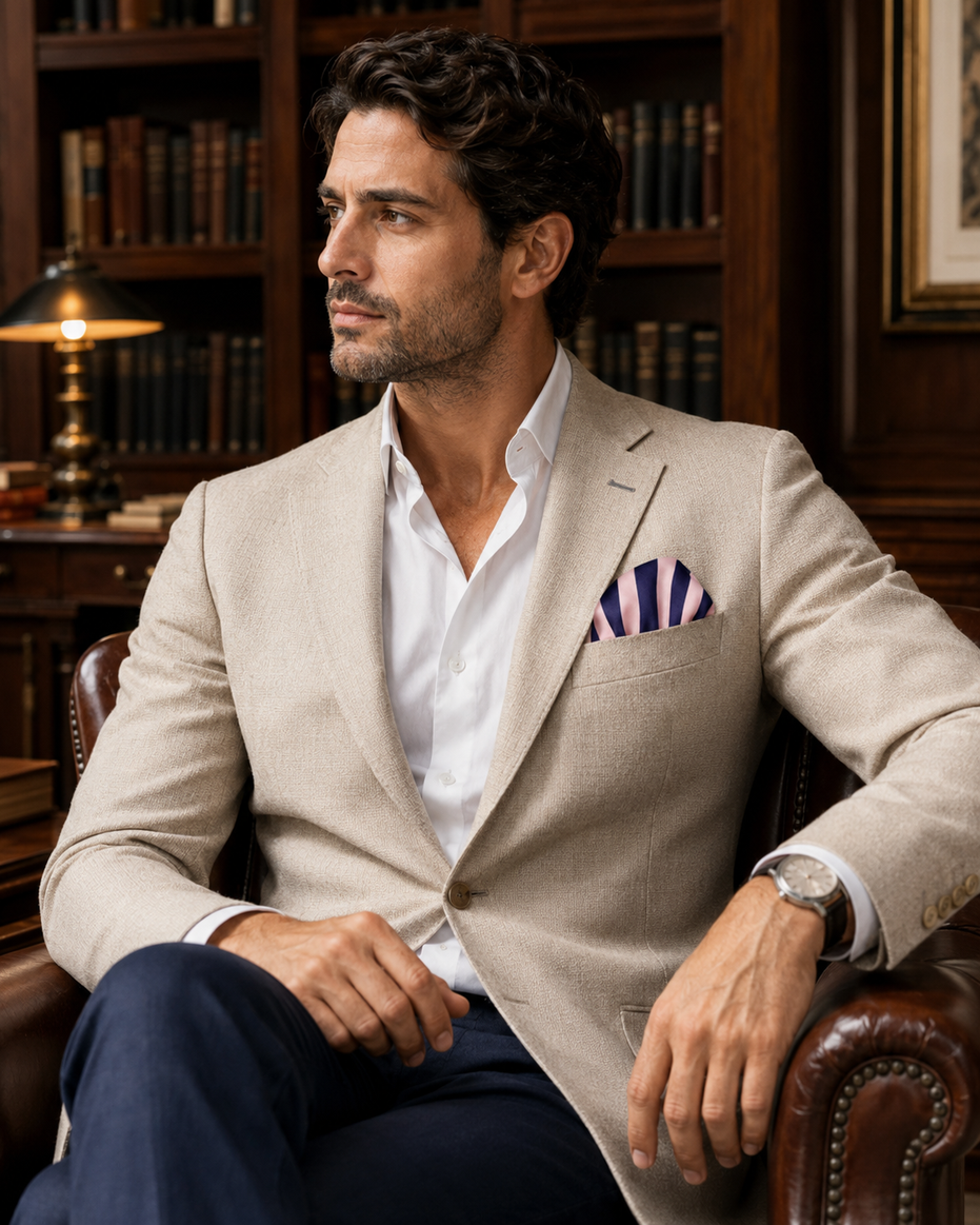 Coastal Stripes Silk Pocket Square by Monzoro – view 22