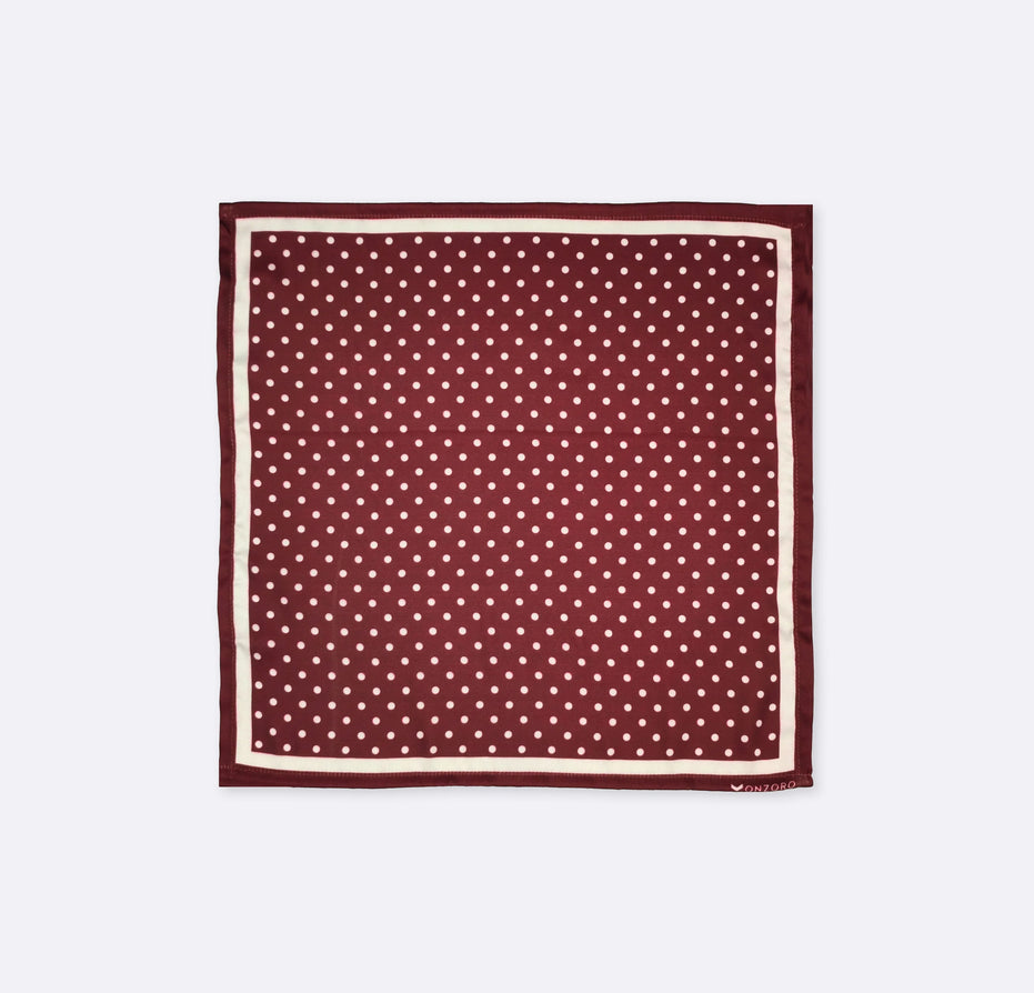 Dark Maroon with White Polka Dots - Silk Pocket Square by Monzoro – view 11