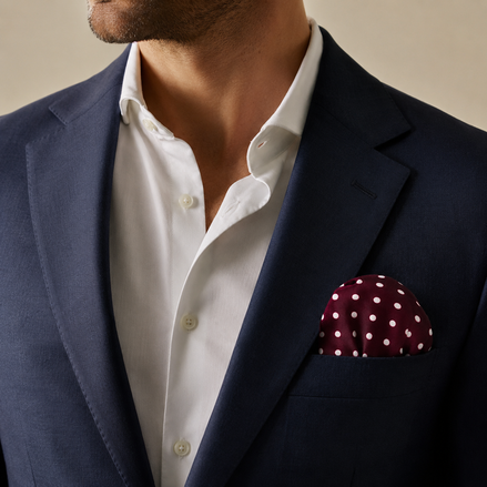 Dark Maroon with White Polka Dots - Silk Pocket Square