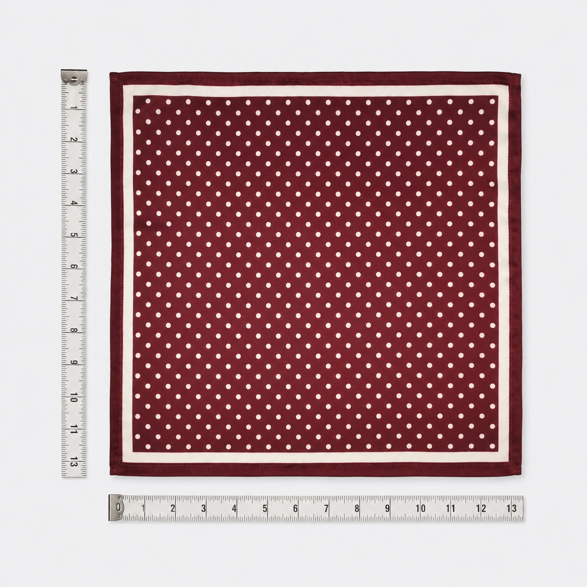 Dark Maroon with White Polka Dots - Silk Pocket Square by Monzoro – view 21