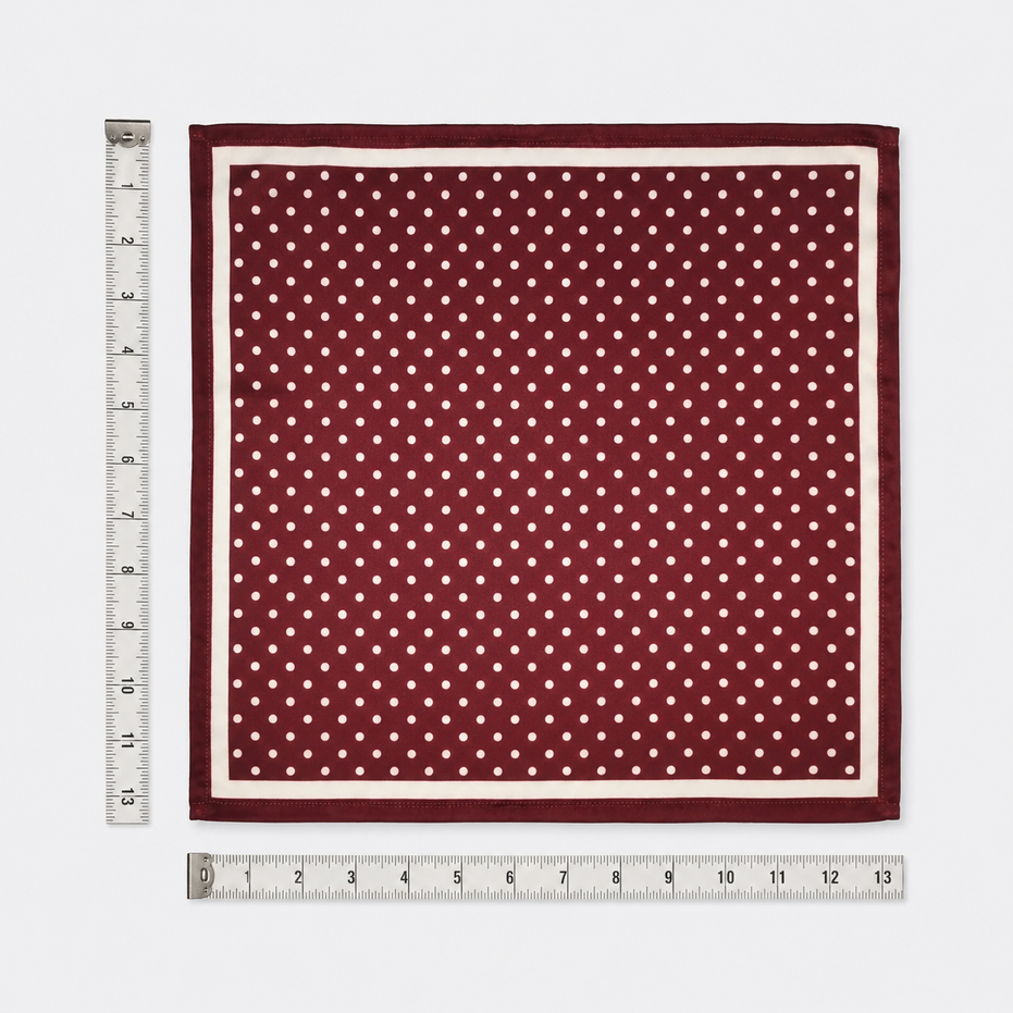 Dark Maroon with White Polka Dots - Silk Pocket Square by Monzoro – view 21