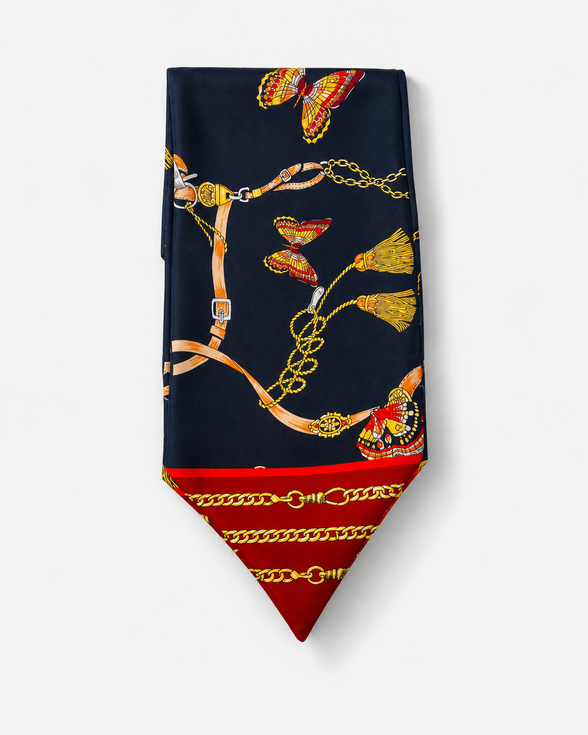 Deep Midnight Blue Butterfly Charms Silk Ascot by Monzoro – view 7