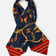 Deep Midnight Blue Butterfly Charms Silk Ascot by Monzoro – view 3
