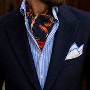 Deep Midnight Blue Butterfly Charms Silk Ascot by Monzoro – view 5