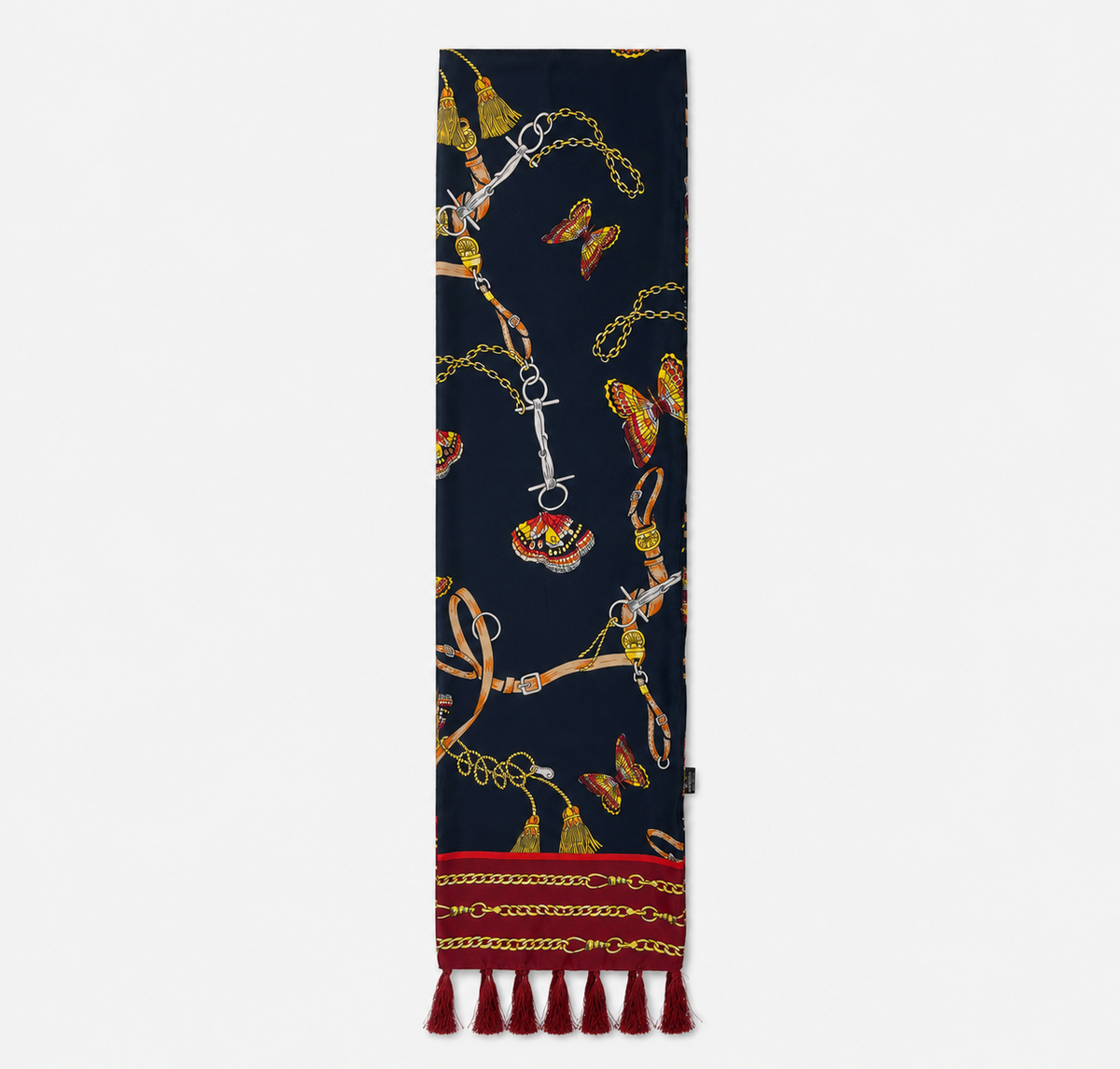 Deep Midnight Blue Butterfly Charms Silk Scarf by Monzoro – view 7