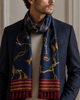 Deep Midnight Blue Butterfly Charms Silk Scarf by Monzoro – view 23