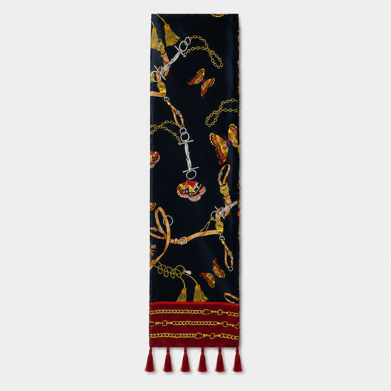 Deep Midnight Blue Butterfly Charms Silk Scarf by Monzoro – view 3