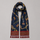 Deep Midnight Blue Butterfly Charms Silk Scarf by Monzoro