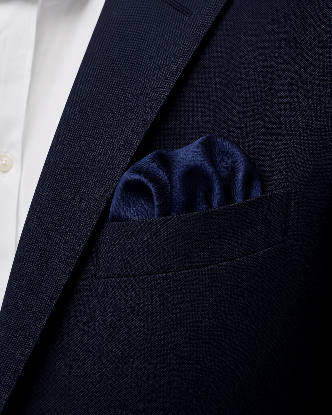 Deep Navy Silk Pocket Square by Monzoro – view 10