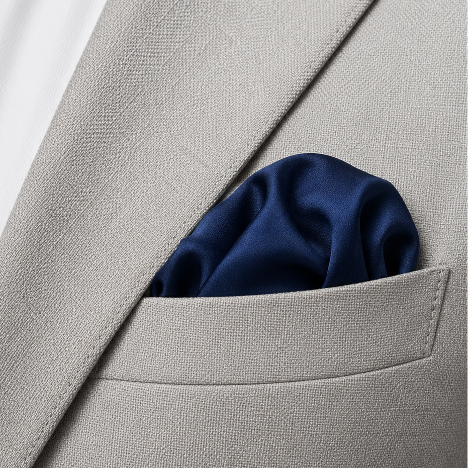 Deep Navy Silk Pocket Square by Monzoro – view 15