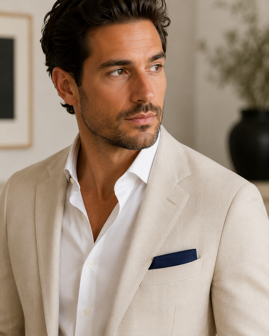 Deep Navy Silk Pocket Square by Monzoro – view 16