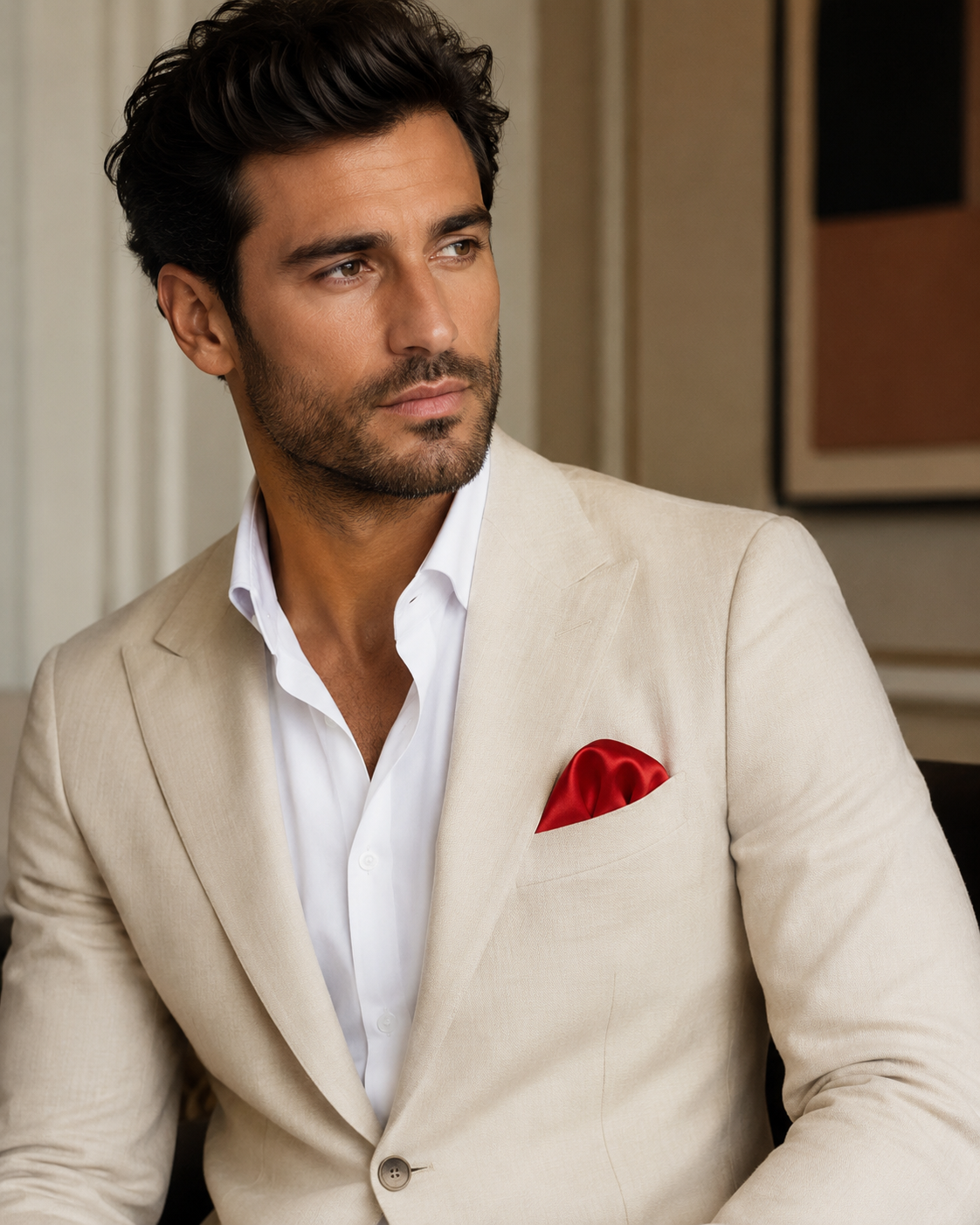 Deep Red Silk Pocket Square by Monzoro – view 16