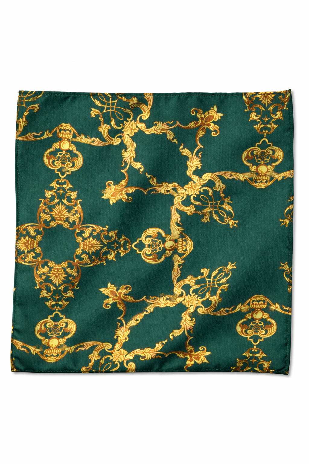 Emerald with Gold Pattern Silk Pocket Square by Monzoro – view 7