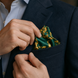 Emerald with Gold Pattern Silk Pocket Square by Monzoro – view 10
