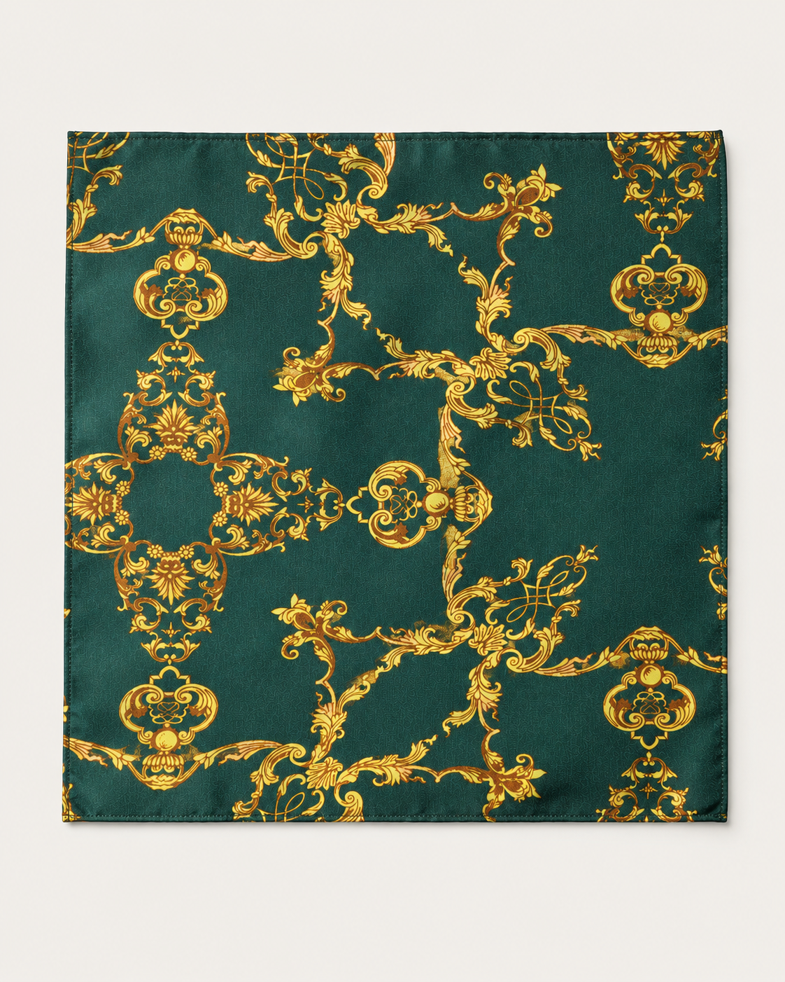 Emerald with Gold Pattern Silk Pocket Square by Monzoro – view 11