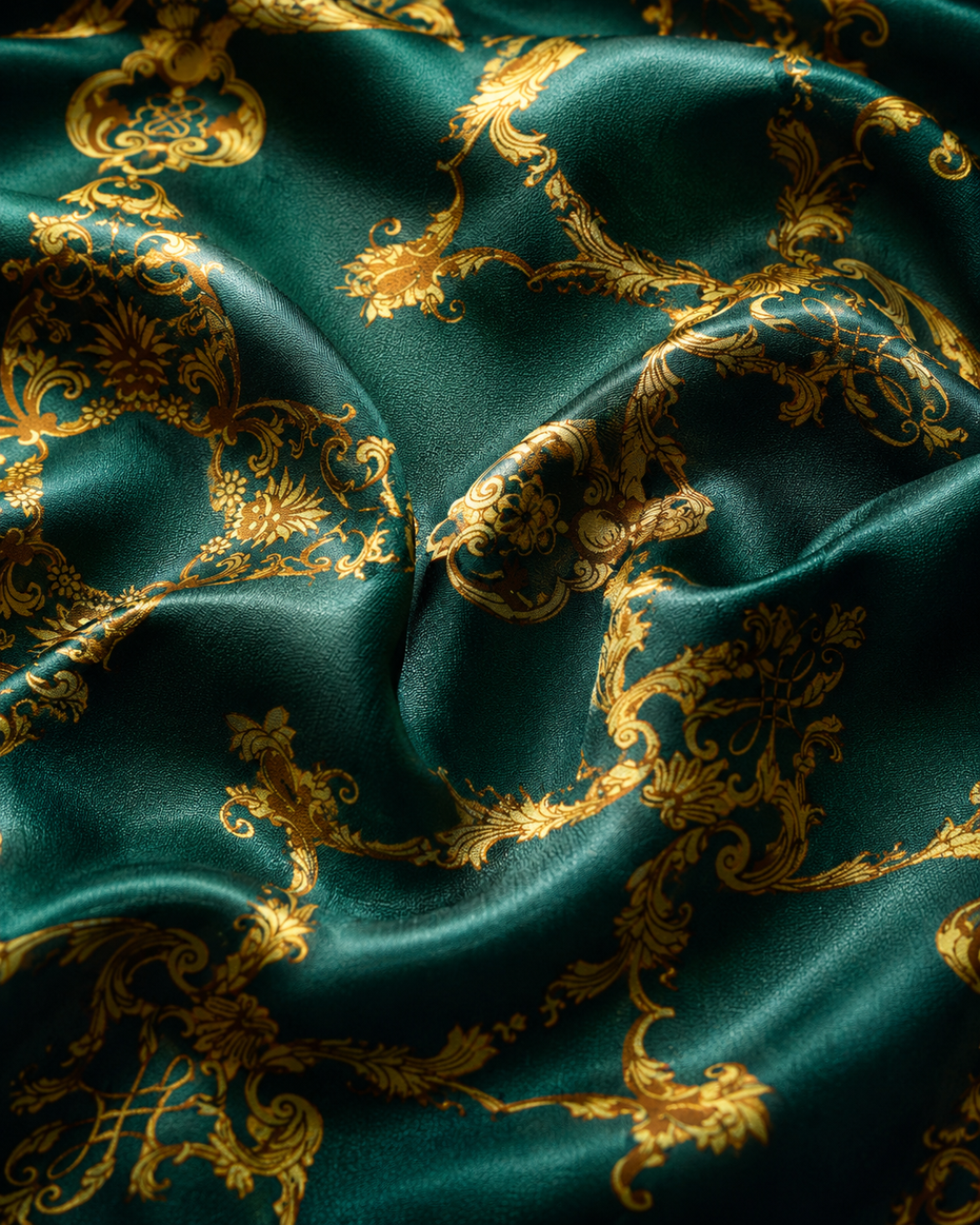 Emerald with Gold Pattern Silk Pocket Square by Monzoro – view 12