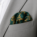 Emerald with Gold Pattern Silk Pocket Square by Monzoro – view 14
