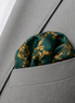 Emerald with Gold Pattern Silk Pocket Square by Monzoro – view 14