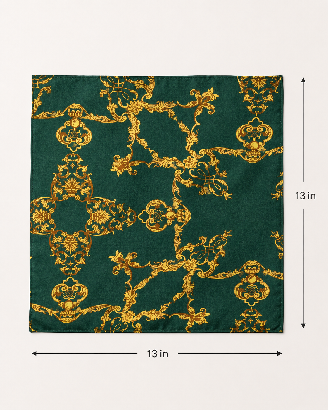 Emerald with Gold Pattern Silk Pocket Square by Monzoro – view 18
