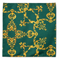 Emerald with Gold Pattern Silk Pocket Square by Monzoro